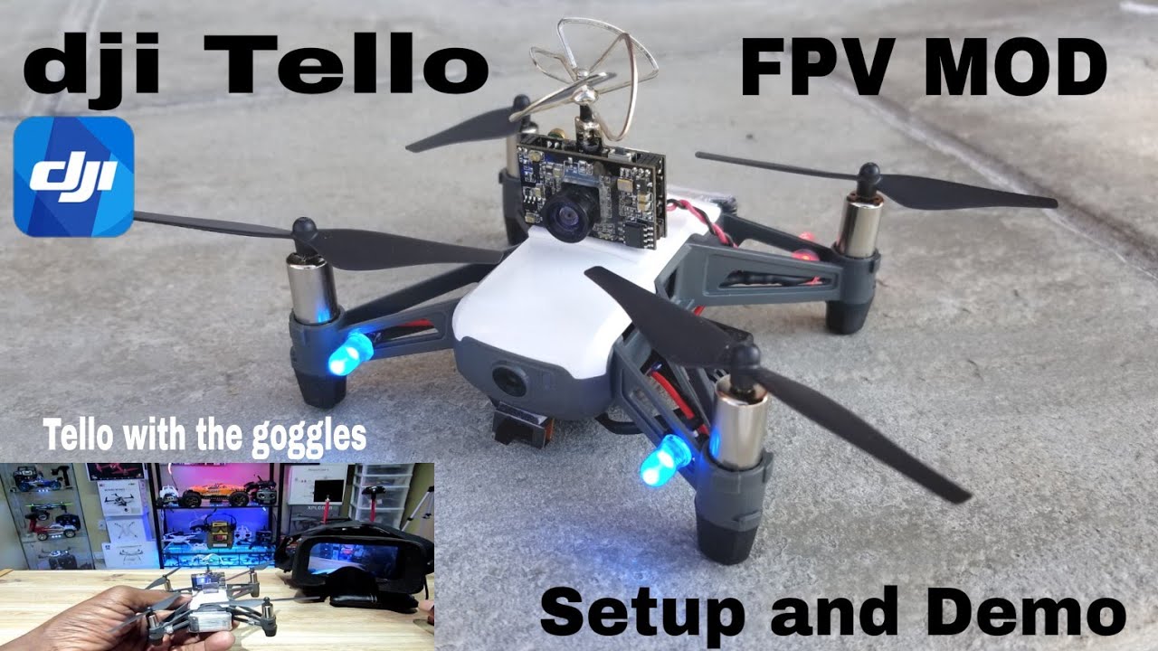 dji Tello FPV Mod/light Mod. Setup and Demo. Eachine dvr03 cam