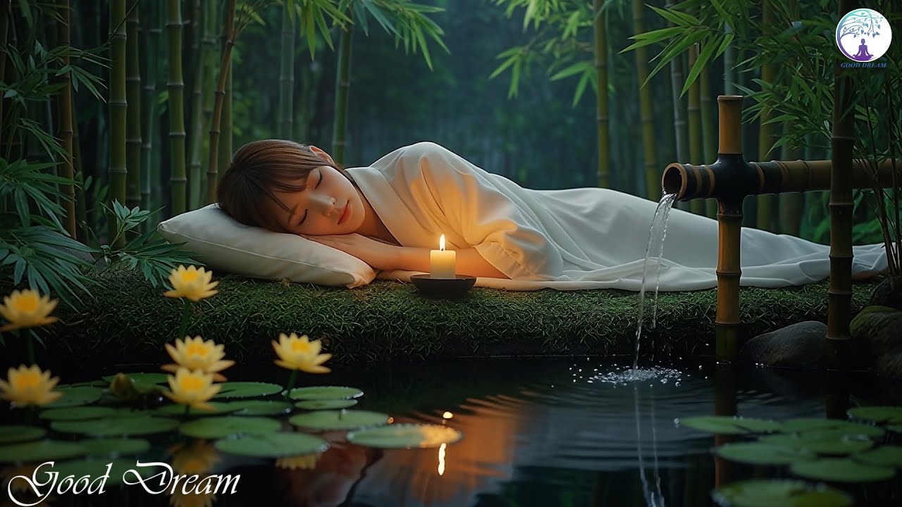 Healing Sleep Music 🍃 Bamboo Water Garden | Relax, Meditate, Dream