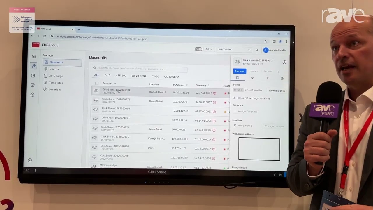 ISE 2024: Barco Features XMS Cloud, the Remote Management Platform for ClickShare DevicesZZ