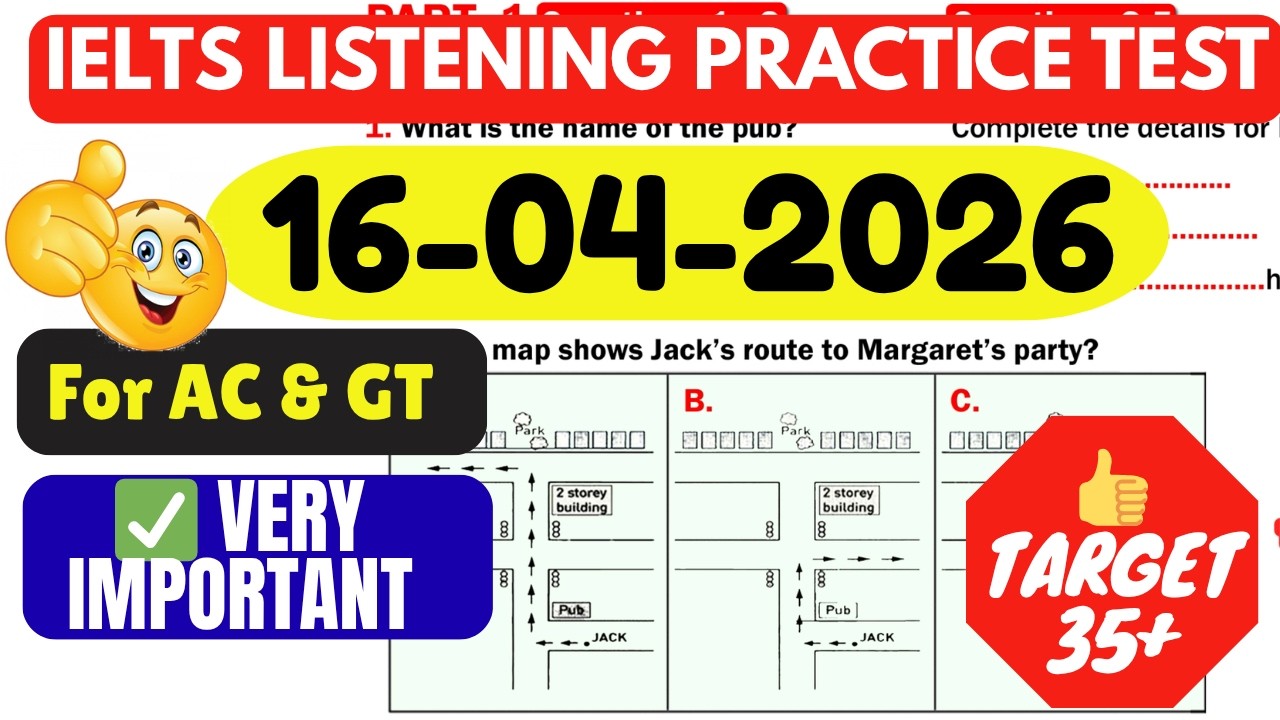 IELTS LISTENING TEST 2026 | IELTS LISTENING PRACTICE TEST WITH ANSWERS 2026 | 16.04.2026