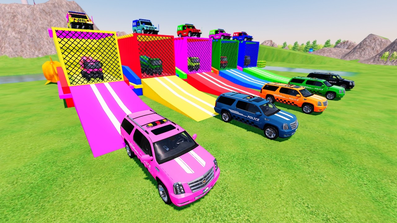 arage with Colors – HEAVY POLICE SUV TRANSPORT 🚛🚓 DOUBLE FLATBED