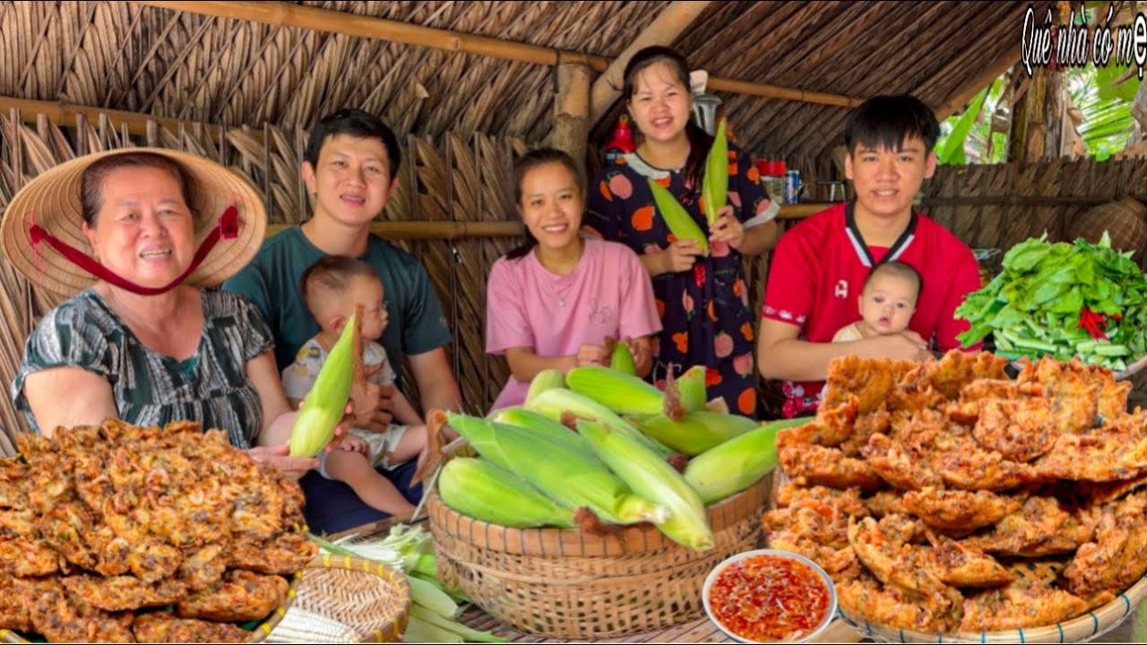 Bánh Bắp Tép Thịt Chiên Giòn | Hương Vị Bánh Quê Quê Nhà Các Con Đông Vui || Shrimp cake