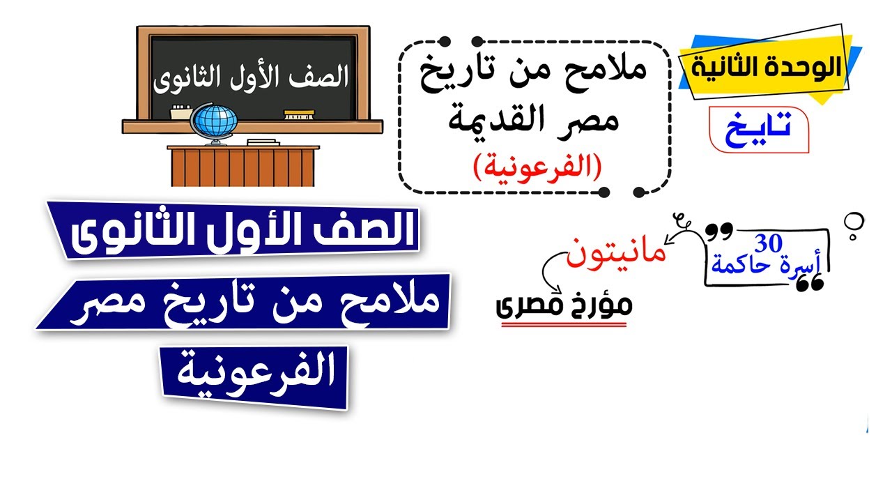 ملامح من تاريخ مصر القديمه الفرعونيه اولى ثانوي
