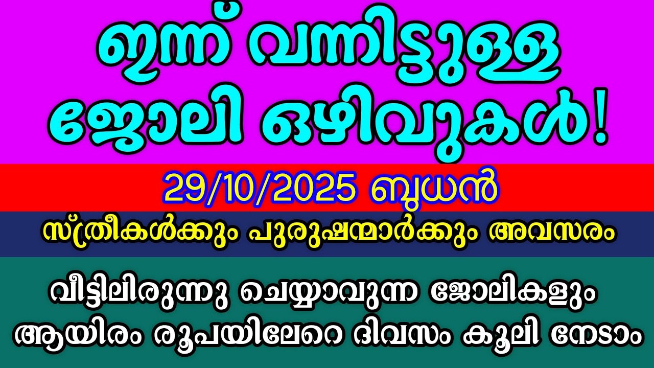 പുതിയ ജോലി അവസരങ്ങൾ| Latest Kerala Jobs| Kerala Jobs 2025| Malayalam Job Vacancy Today 