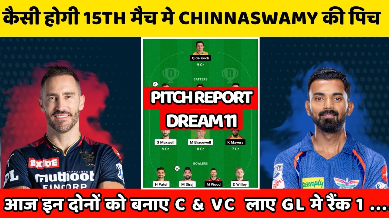 RCB vs Lsg 15th match pitch report | Lucknow vs Bengaluru 15th match pitch report | IPL 2023 pitch