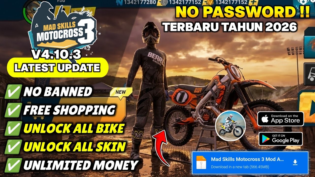 Mad Skills Motocross 3 MOD APK V4.10.3 TERBARU 2026 - UNLIMITED MONEY & UNLOCKED ALL BIKE