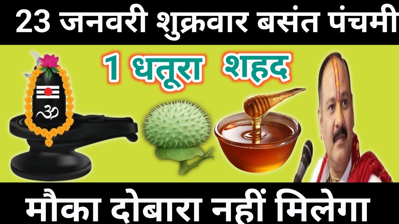 23 जनवरी माघ शुक्रवार बसंत पंचमी तिथि के दिन 1 धतूरा और शहद वाला उपाय जरुर करें। Pradeep mishra ji 