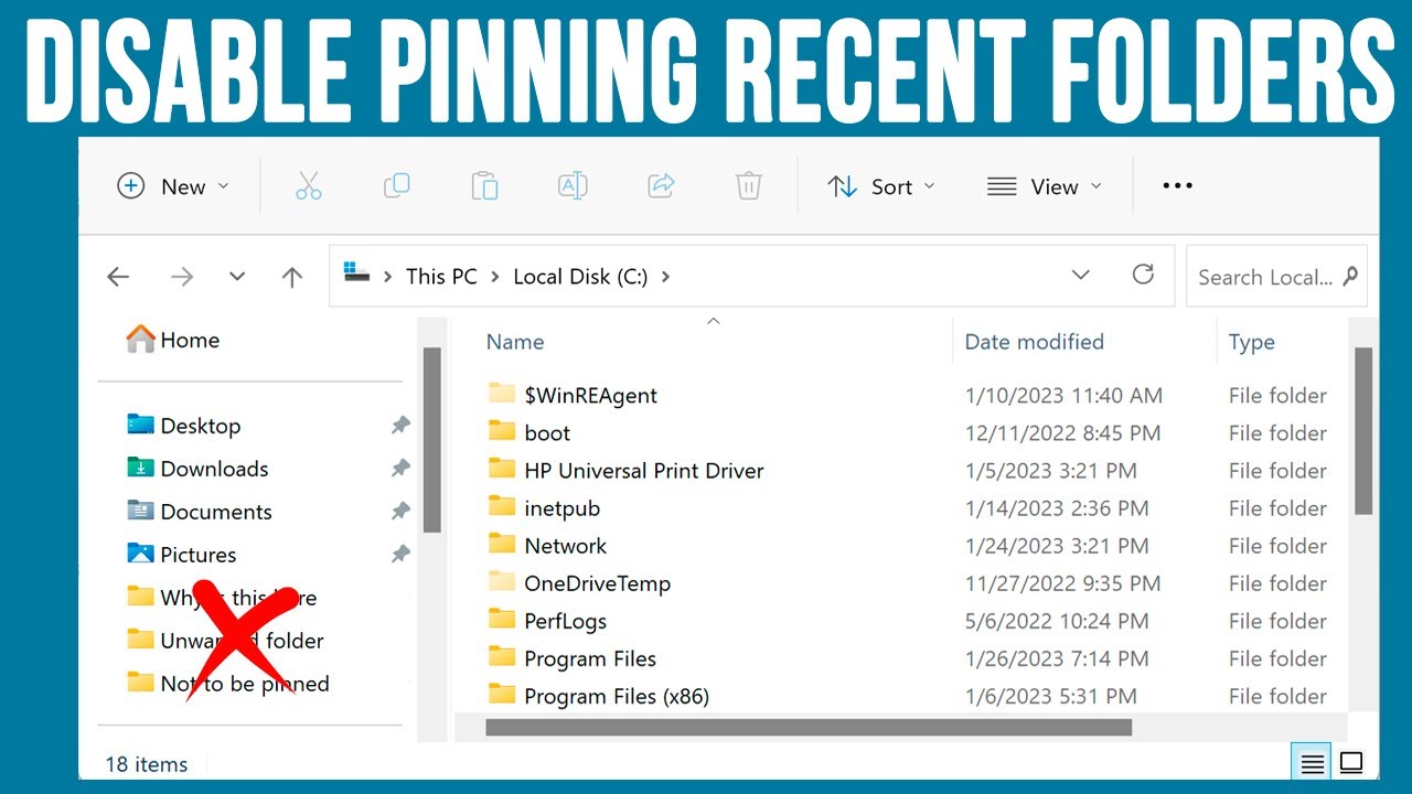 Как запретить Windows 11 закреплять папки в разделе &laquo;Быстрый доступ&raquo; и &laquo;Домой&raquo; в проводнике