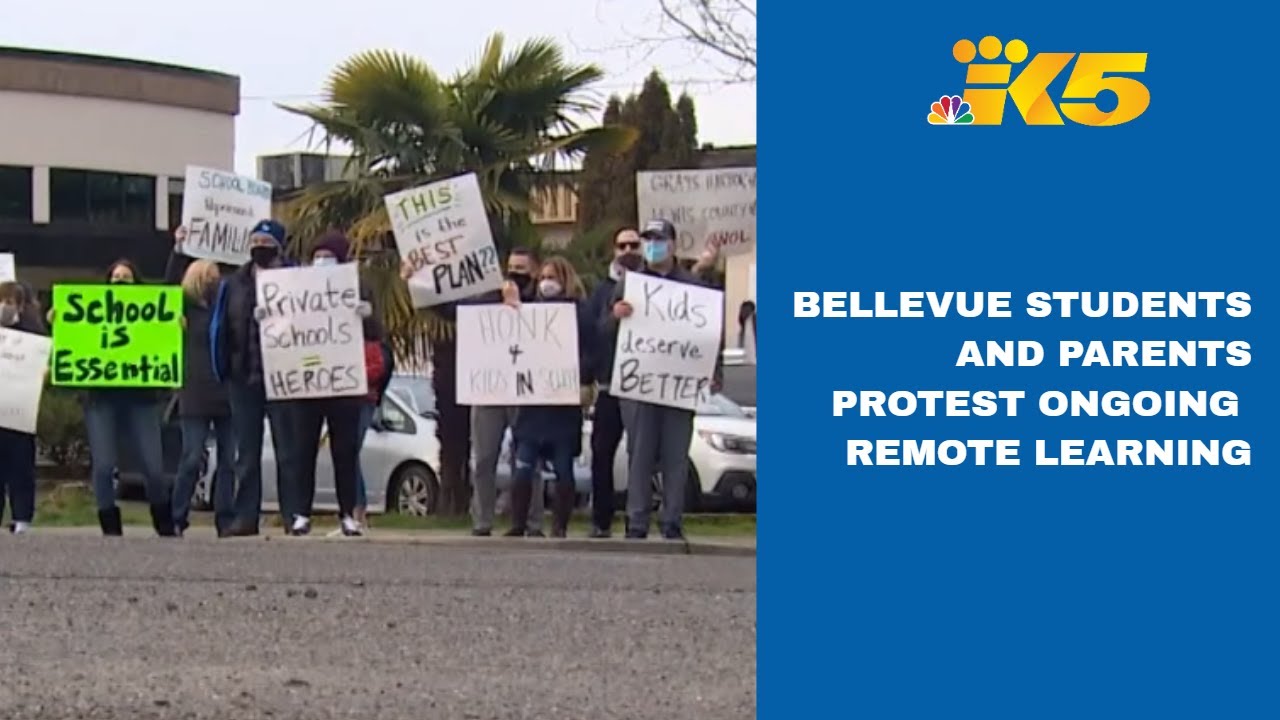 Bellevue students and parents protest ongoing remote learning
