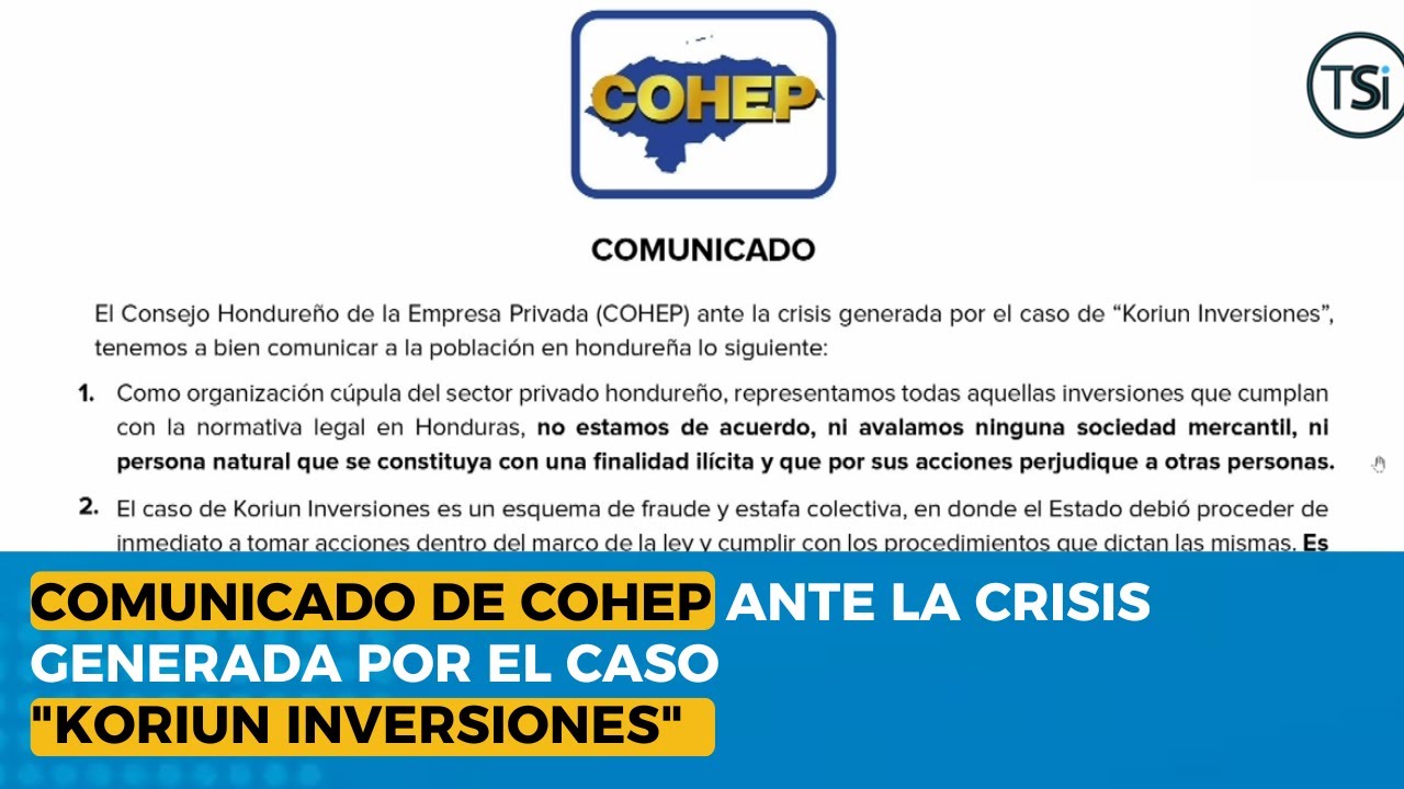 Comunicado de COHEP ante la crisis generada por el caso 
