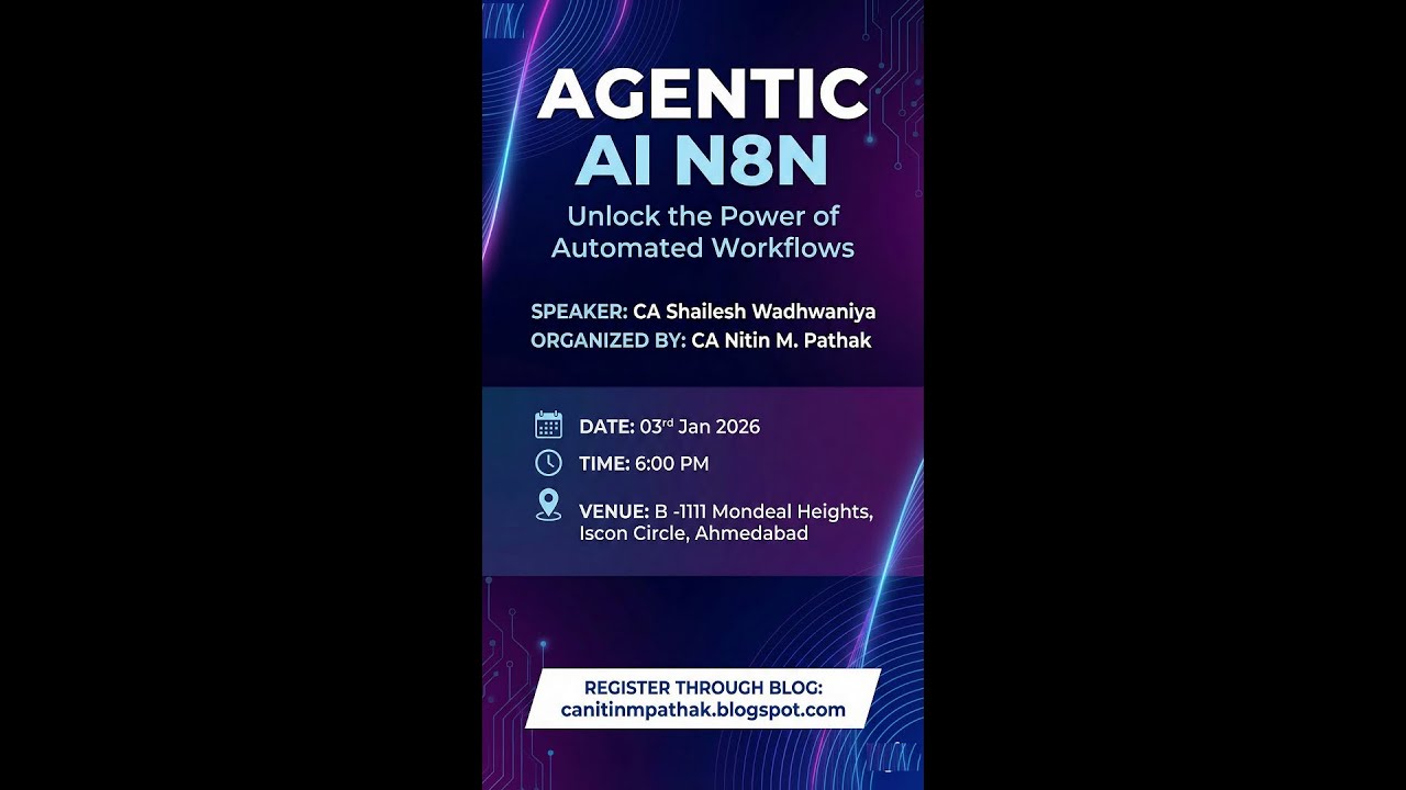 Free zoom S/o,3rd, Jan,25, Agentic AI N8N,by CA Shailesh Wadhwaniya, S/o Orgnize By CA Nitin Pathak