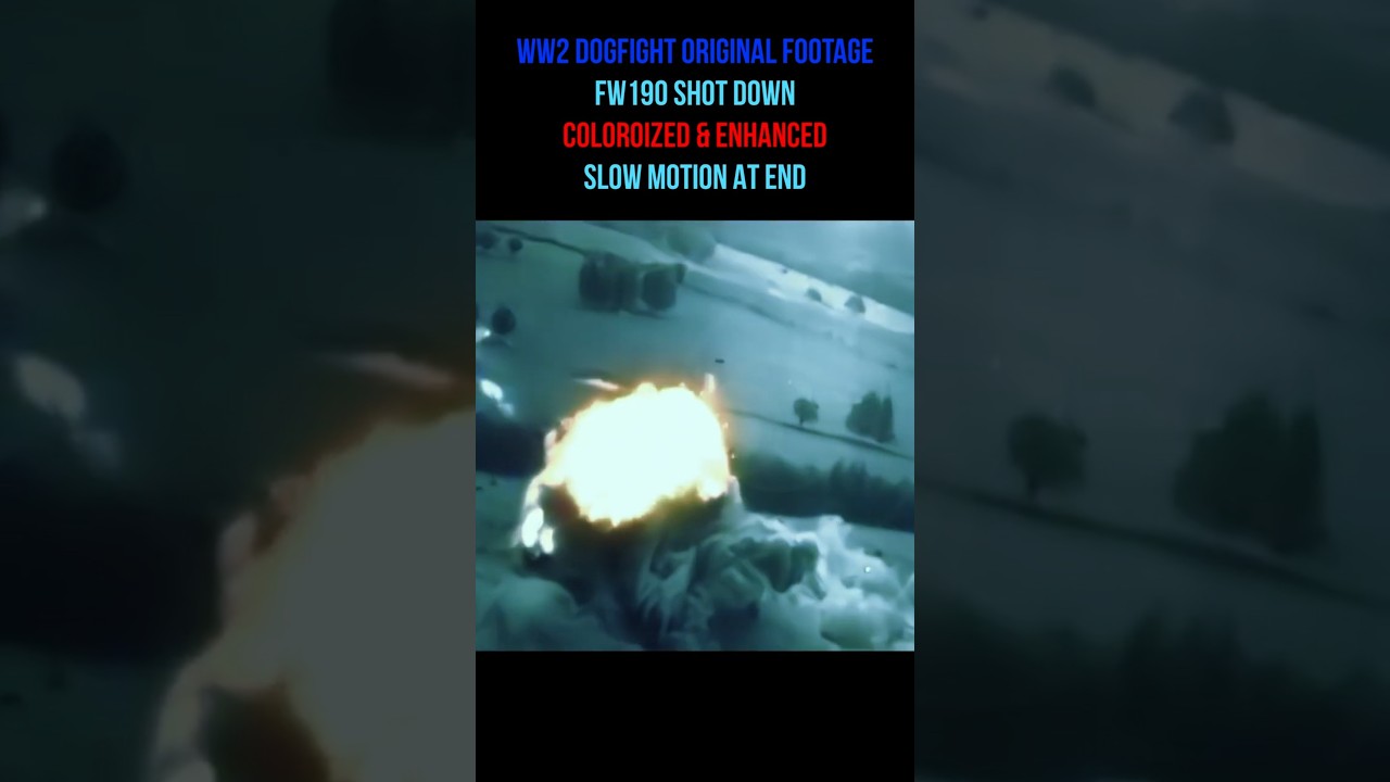WW2 SLOMO: FW190 Shot Down. original footage colorized 