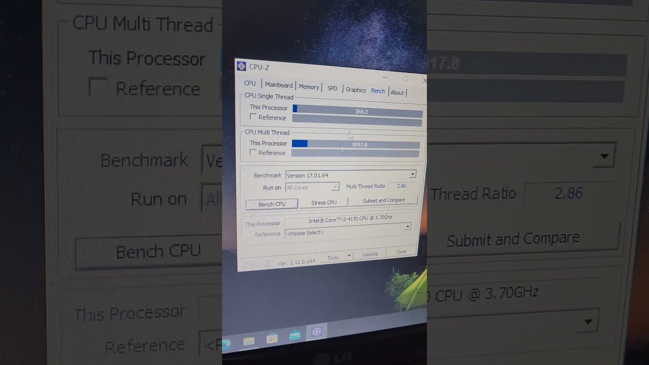 Teste do i3 4170 no CPUZ #informatica