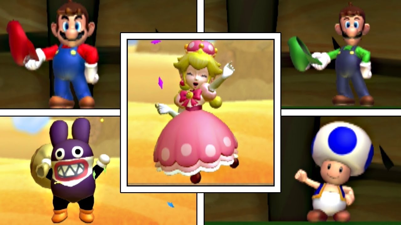 All Character's Level Endings In New Super Mario Bros U Deluxe