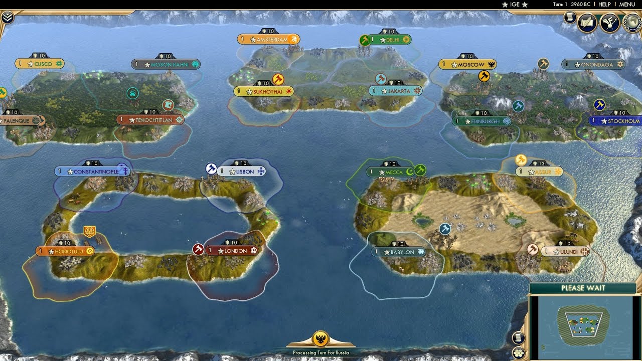 Civ 5 AI Only Timelapse: War of Rafts