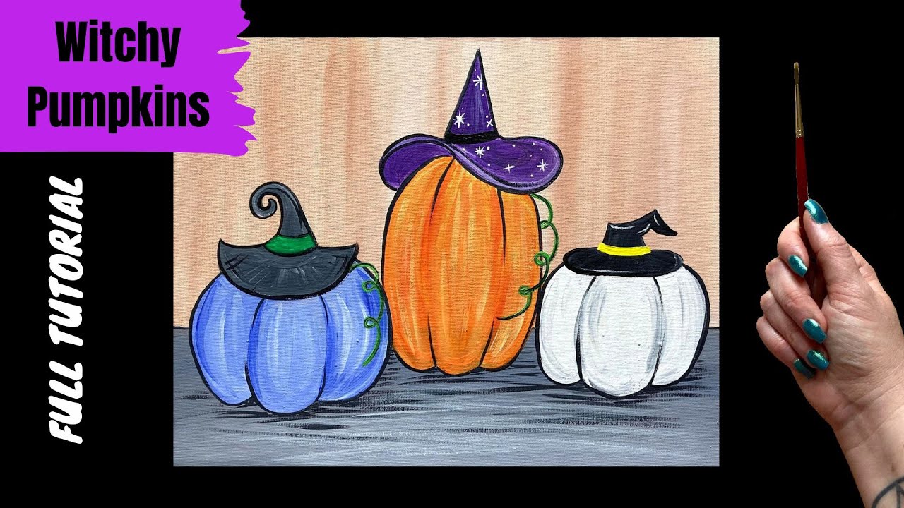 🎃🧙🏻‍♀️EP-130 'Witchy Pumpkins' - fun and easy Halloween painting tutorial for beginners