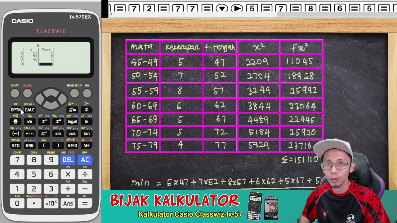 BIJAK KALKULATOR #12 CASIO CLASSWIZ fx-570EX: Mencari Varians & Sisihan Piawai (DATA TERKUMPUL)