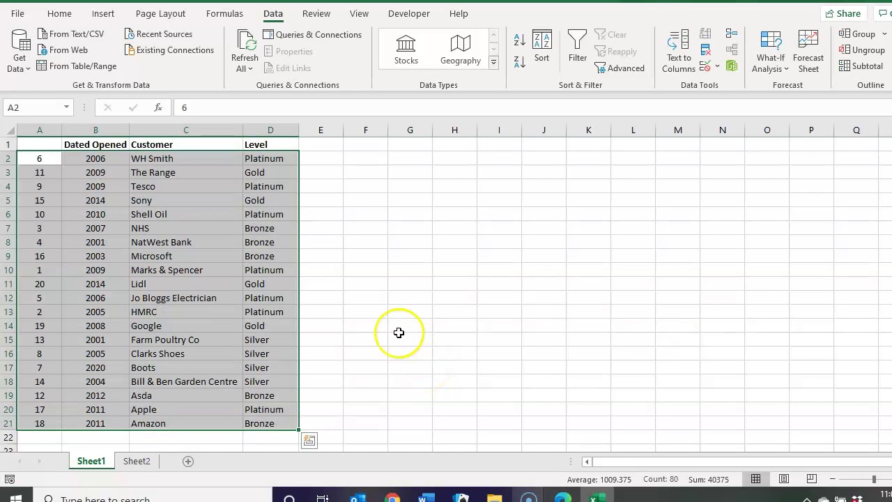 Custom Sort using Excel