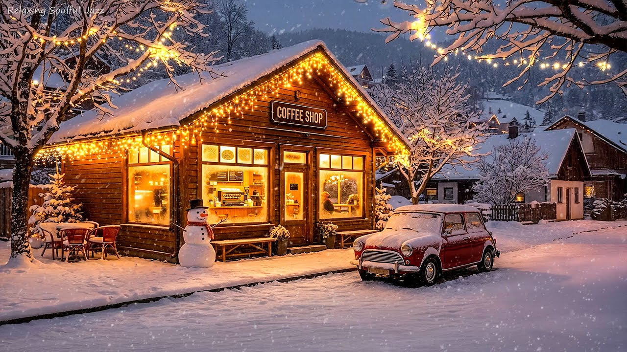 Peaceful Winter Jazz Night ☕ Relaxing Jazz Coffee with Gentle Snowfall for Deep Comfort & Peace