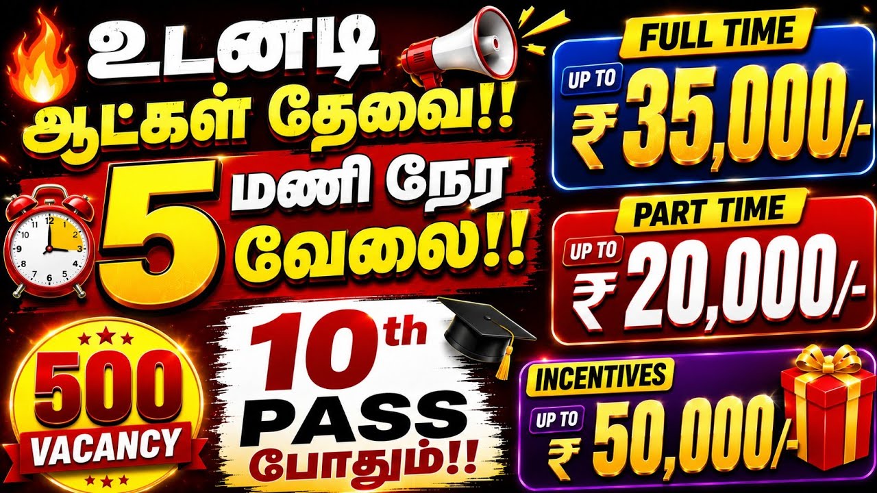 🔥Part Time Upto 20,000 Full Time Upto 35,000 | 10th Pass Eligible | Incentives Upto 50,000 Apply Now