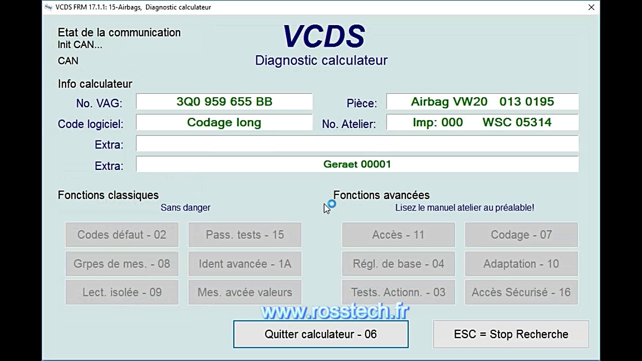 Démonstration VCDS en français - www.rosstech.fr