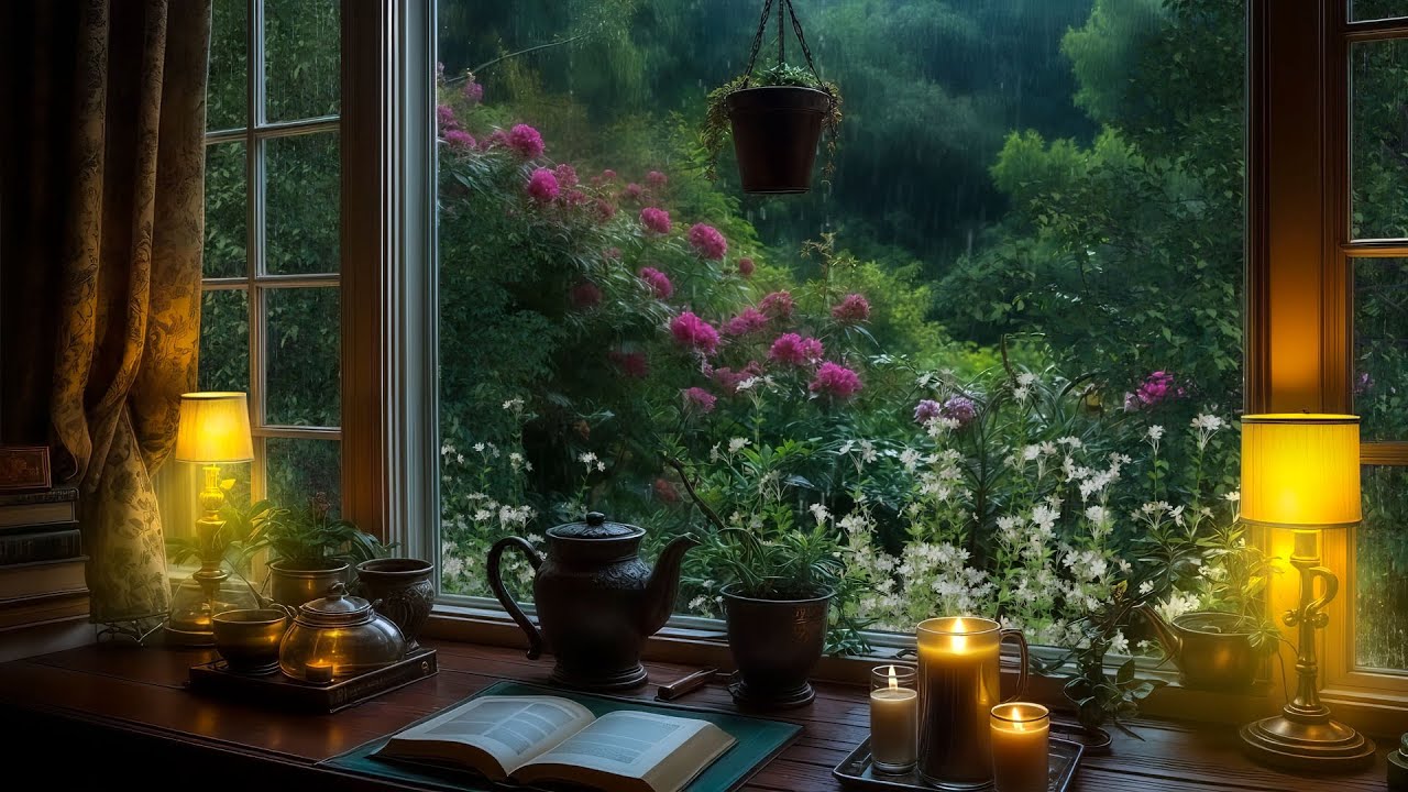 Window Rain Sounds for Studying: Hot Tea, Calm Mind, Deep Focus