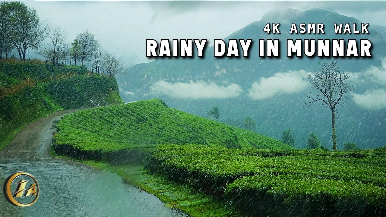 [4K] Walking in Rain through Scenic Hill Station Roads in Munnar | 4K ASMR Relaxing Walk | Kerala