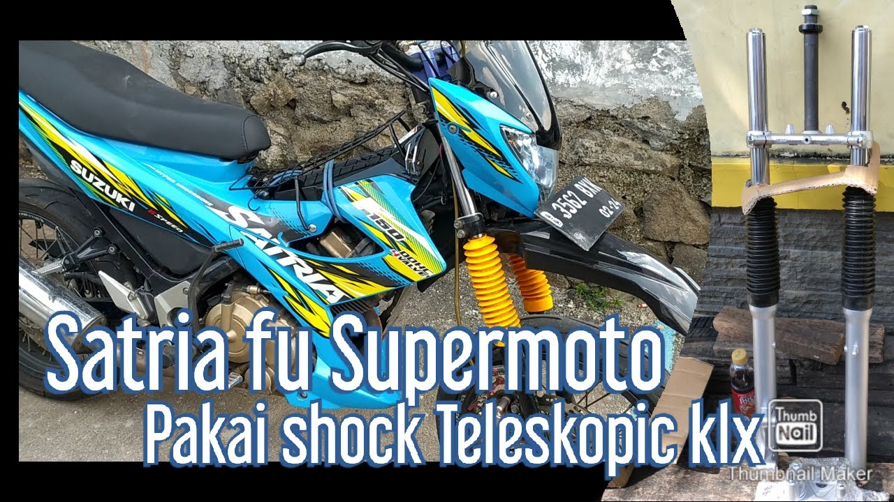 SATRIA FU SUPERMOTO PAKAI SHOCK TELESKOPIC KLX #satriafusupermoto #modifikasisatriafu