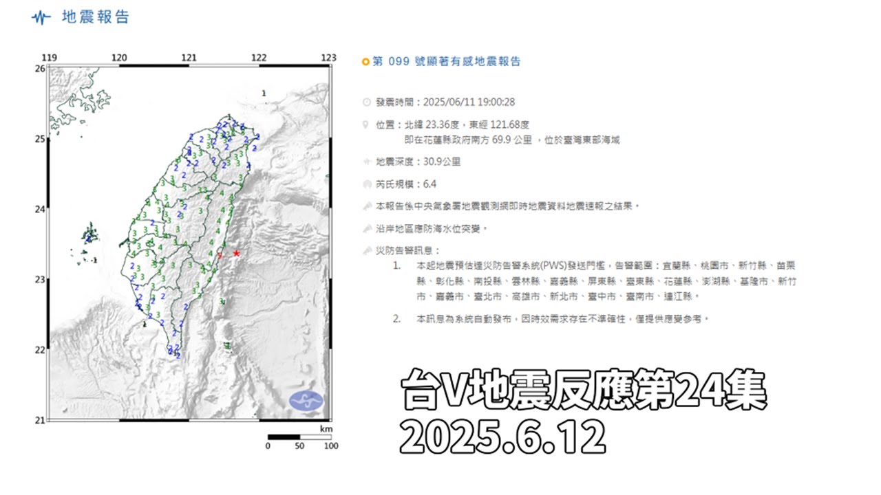 【台V精華】台V地震反應第24集：七點開播的全台有感（2025年6月11日）