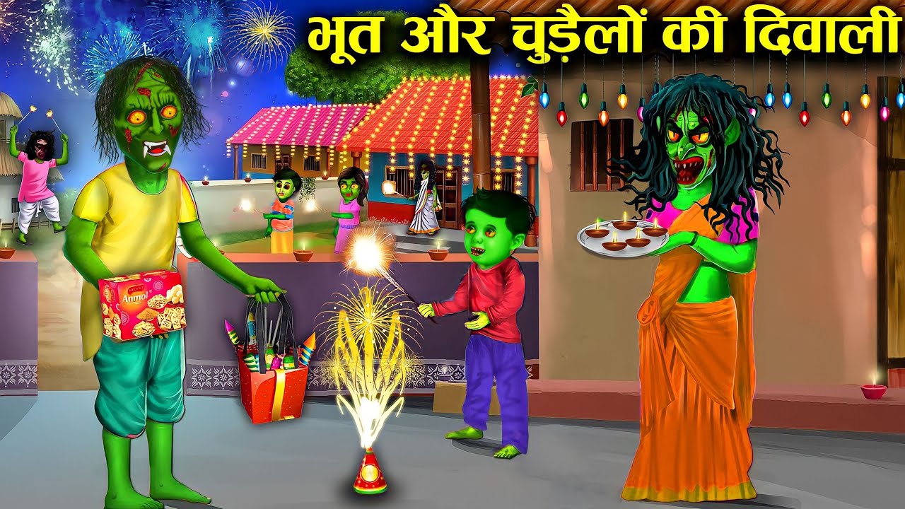 भूत और चुड़ैल की दिवाली | Ghost and Witch Diwali | Witch Cartoon Stories | Chacha Universe Horror Tv