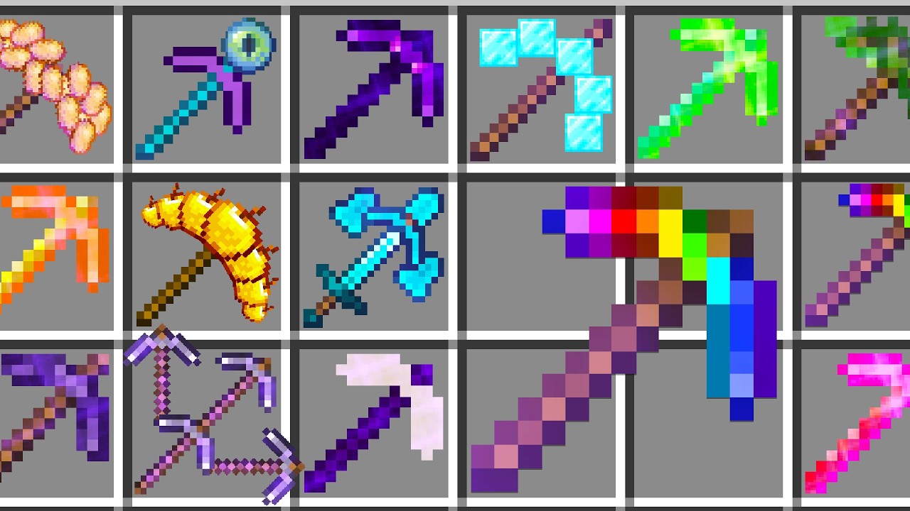 Minecraft, But i added 67 Custom Pickaxes..