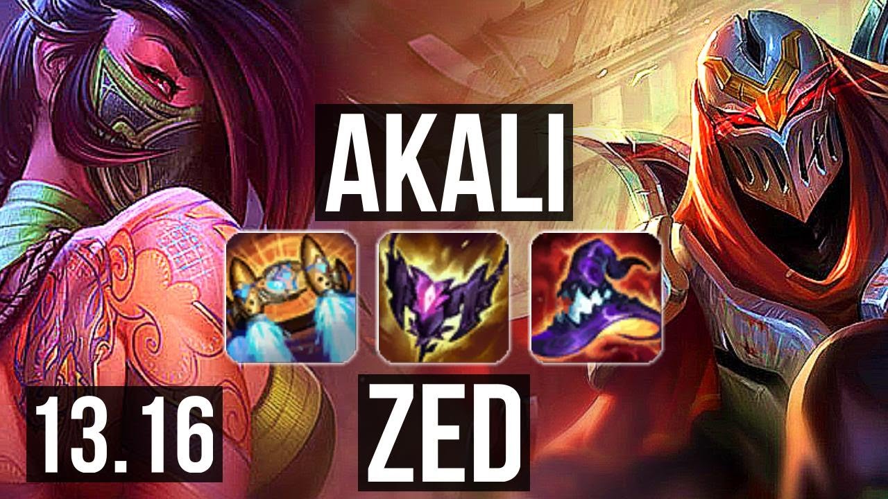 AKALI vs ZED (MID) | Penta, 11 solo kills, Legendary, 700+ games, 1.3M mastery | EUW Master | 13.16