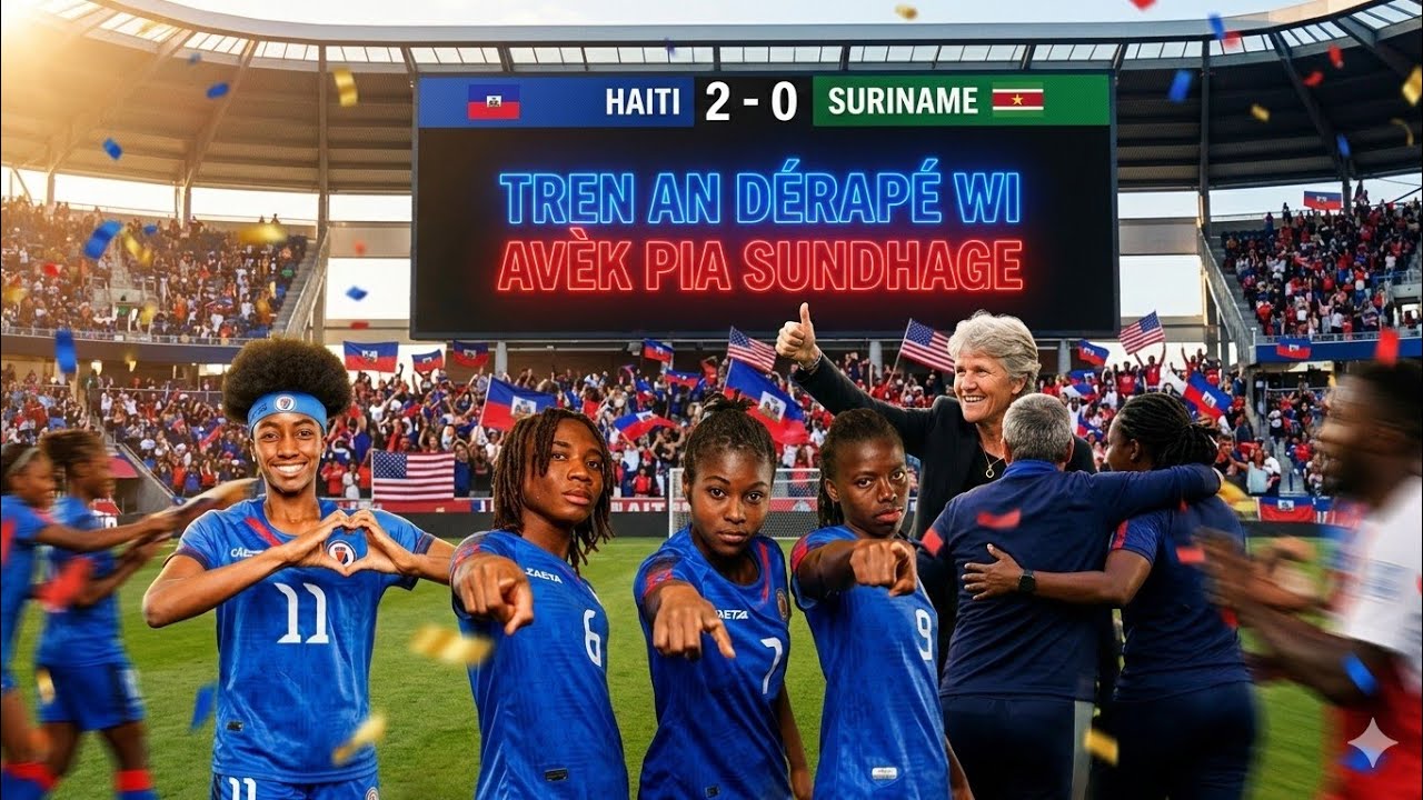 💥💥🇭🇹 Haiti 2-0 Suriname 🇸🇷 Pia Sundhage fèk demaré avèk tren an,tout sa'w dwe konnen nan gwoup D sa