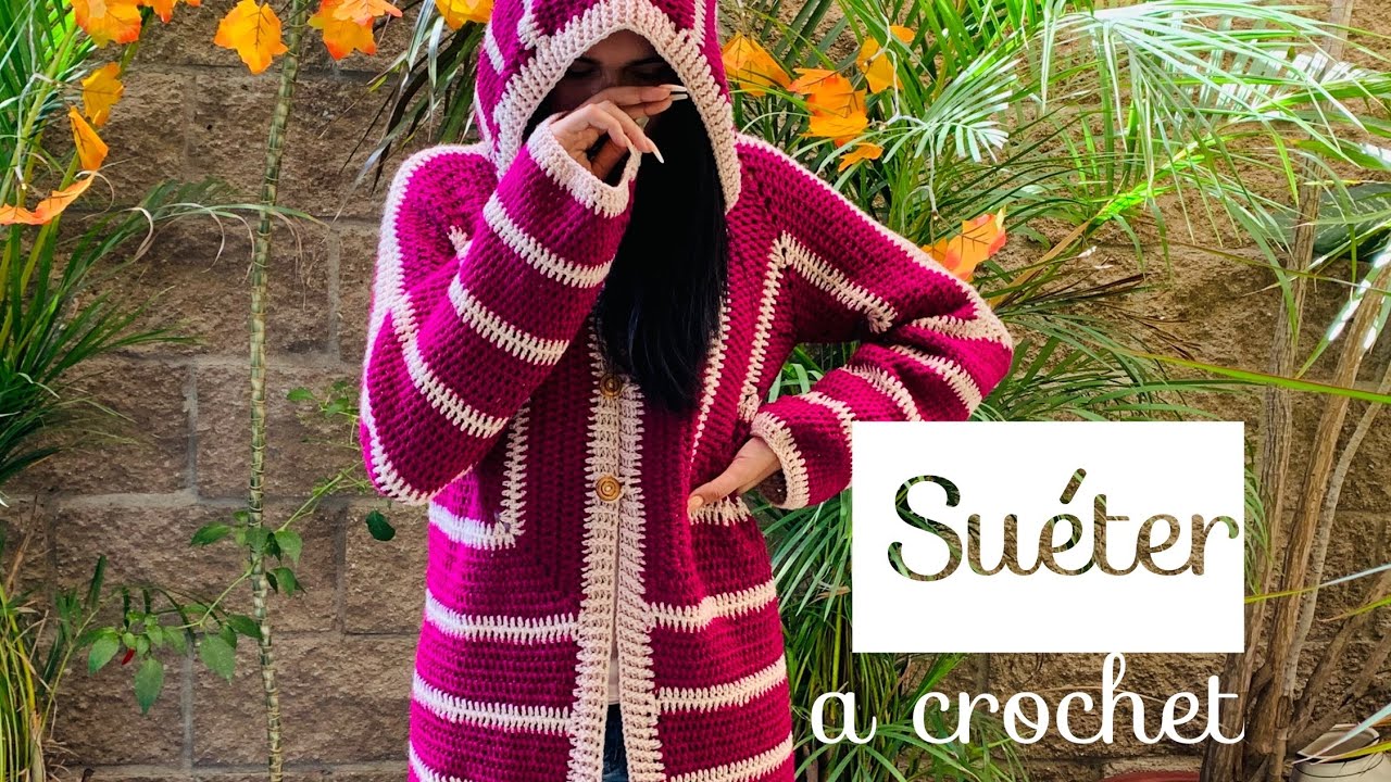 Como tejer un Suéter con Gorro -a crochet- (Suéter Purpura) -a crochet-