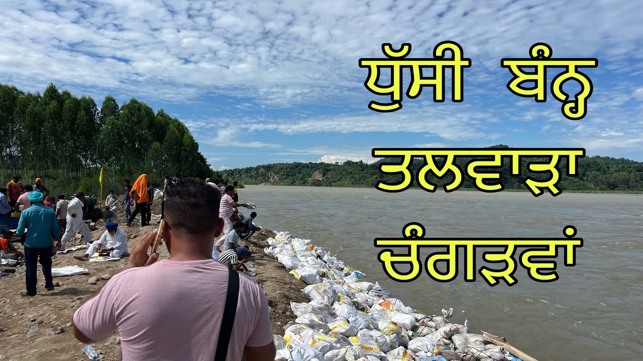 Beas River Dhusi Ban Nu Bande Hoye|  Changarwan Dhusi Ban Talwara |Pond Dam Level #Flood #beasriver 