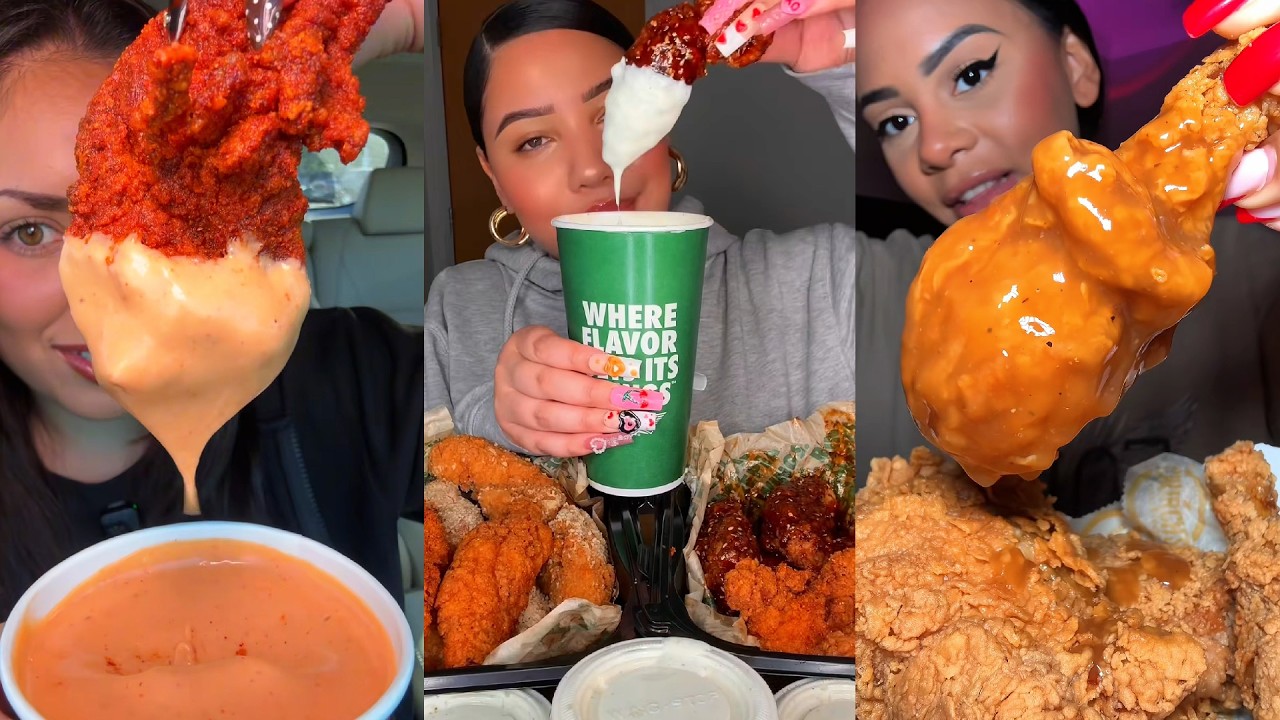 TIKTOK Mukbang Compilation | Dave's Hot Chicken, Wingstop, KFC, Jollibee & More!