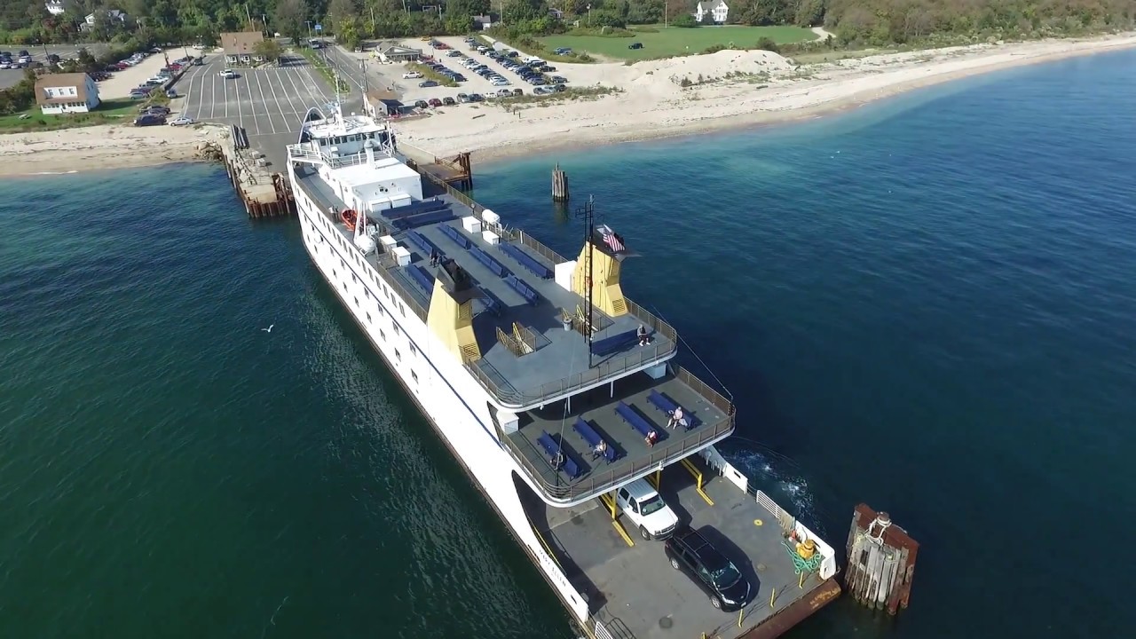 Aerial Views of Cross Sound Ferry, Orient Point, Long Island NY (Raw Footage)