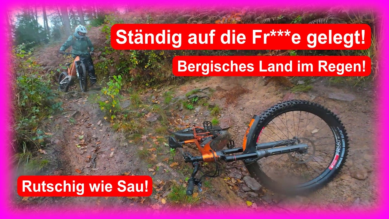 Ständig auf die Fr***e gelegt - Ultra-rutschig im Bergischen Land! E-MTB Giant Reign e+ am Boden