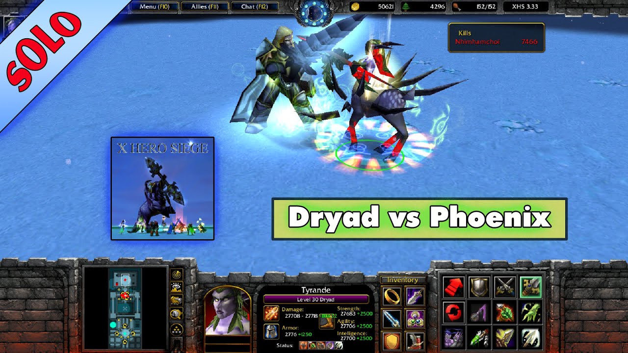 X Hero Siege 3.33| Dryad vs Phoenix , Extreme, Impossible, 8 ways.