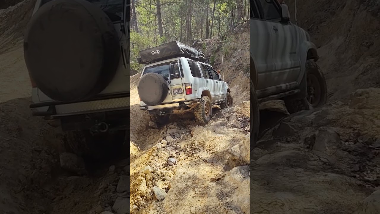 Isuzu Trooper down the 2nd ledge on Daniel 2, Uwharrie