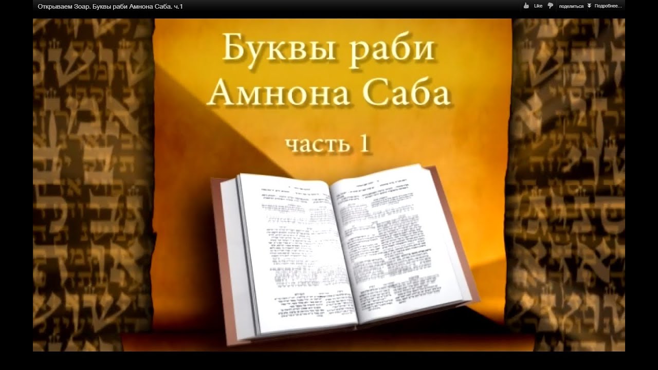 Открываем Зоар. Буквы раби Амнона Саба. ч.1