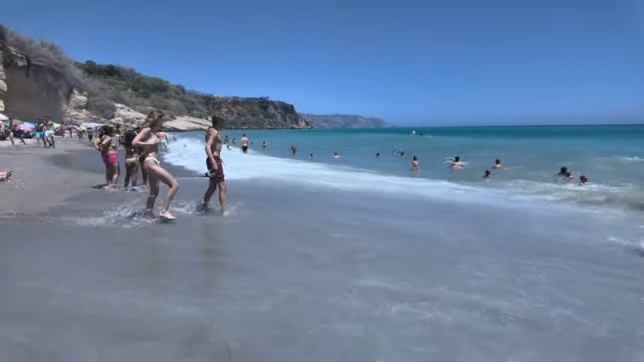 🇪🇸 Nerja (Spain) Beach Walk at Playa Burriana