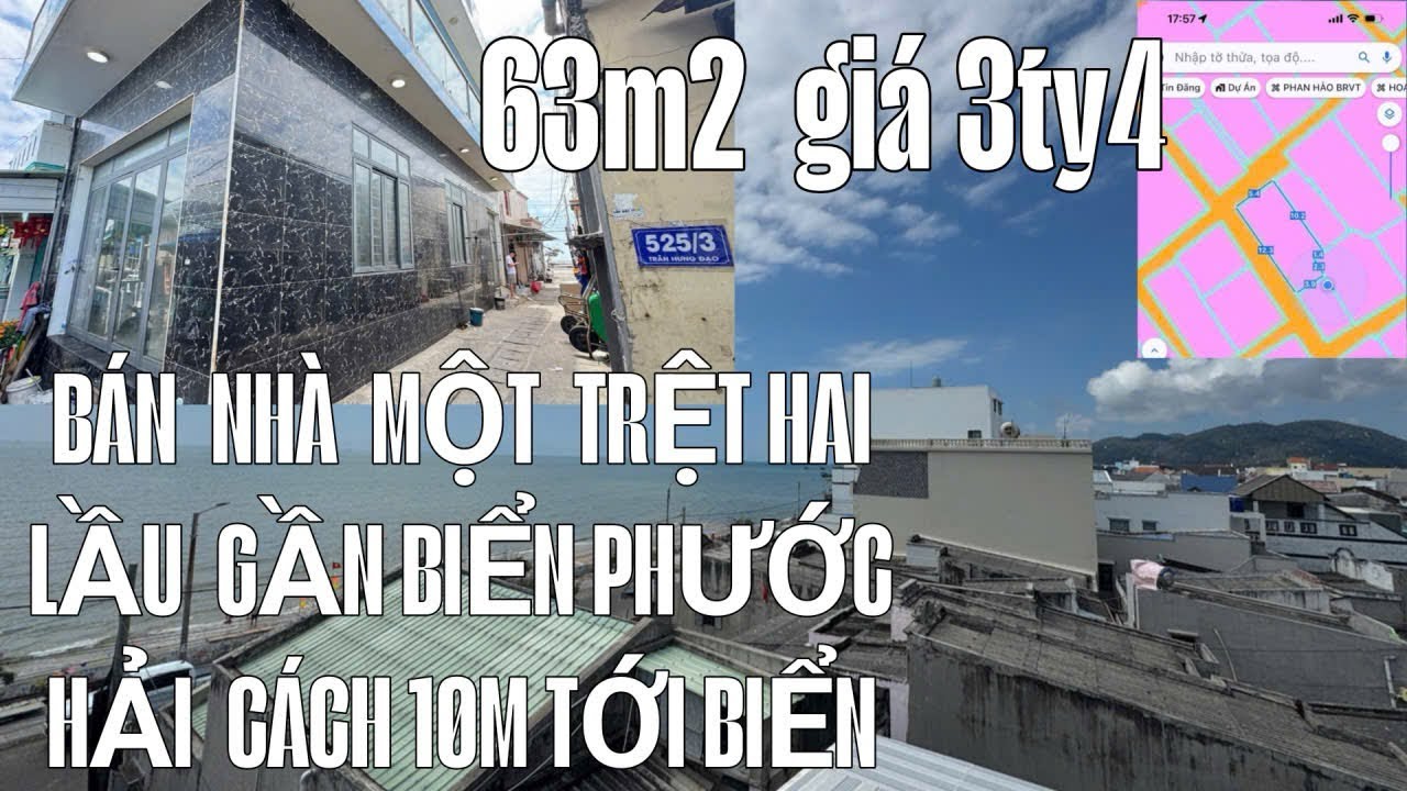 BÁN NHÀ SÁT BIỂN PHƯỚC HẢI 1 TRỆT 2 LẦU 1 SÂN THƯỢNG CÁCH BIỂN 1 CĂN NHÀ