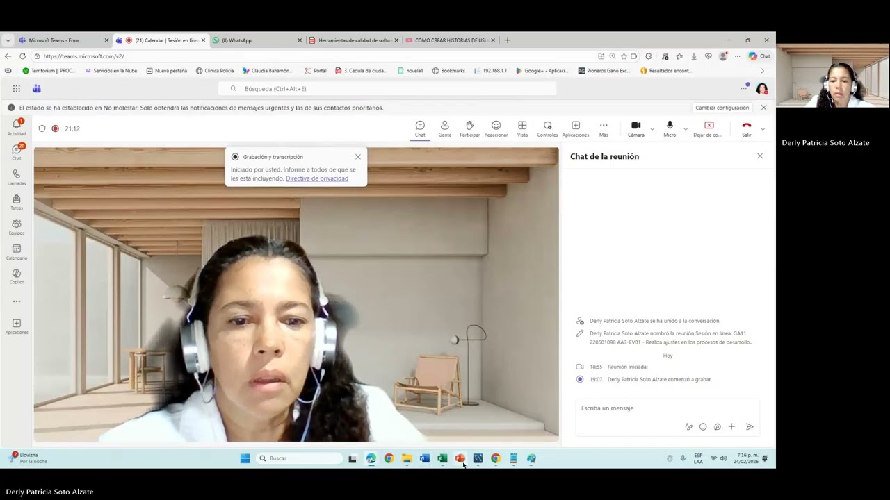 Sesión en línea  GA11 220501098 AA3 EV01   Realiza ajustes  en los procesos  de desarrollo  20260224