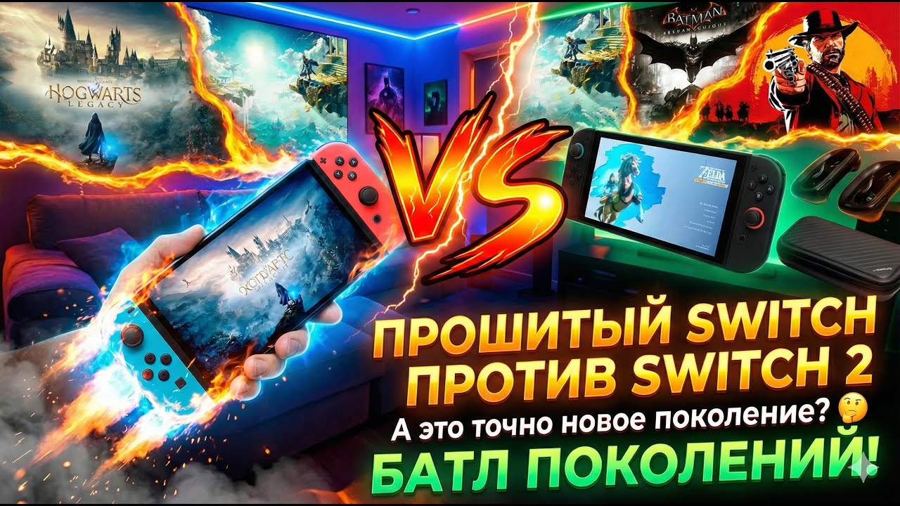 🎮 Прошитый на разгоне Nintendo Switch OLED против Switch 2 в AAA играх 🔥 Энтузиасты vs корпорация 🏆