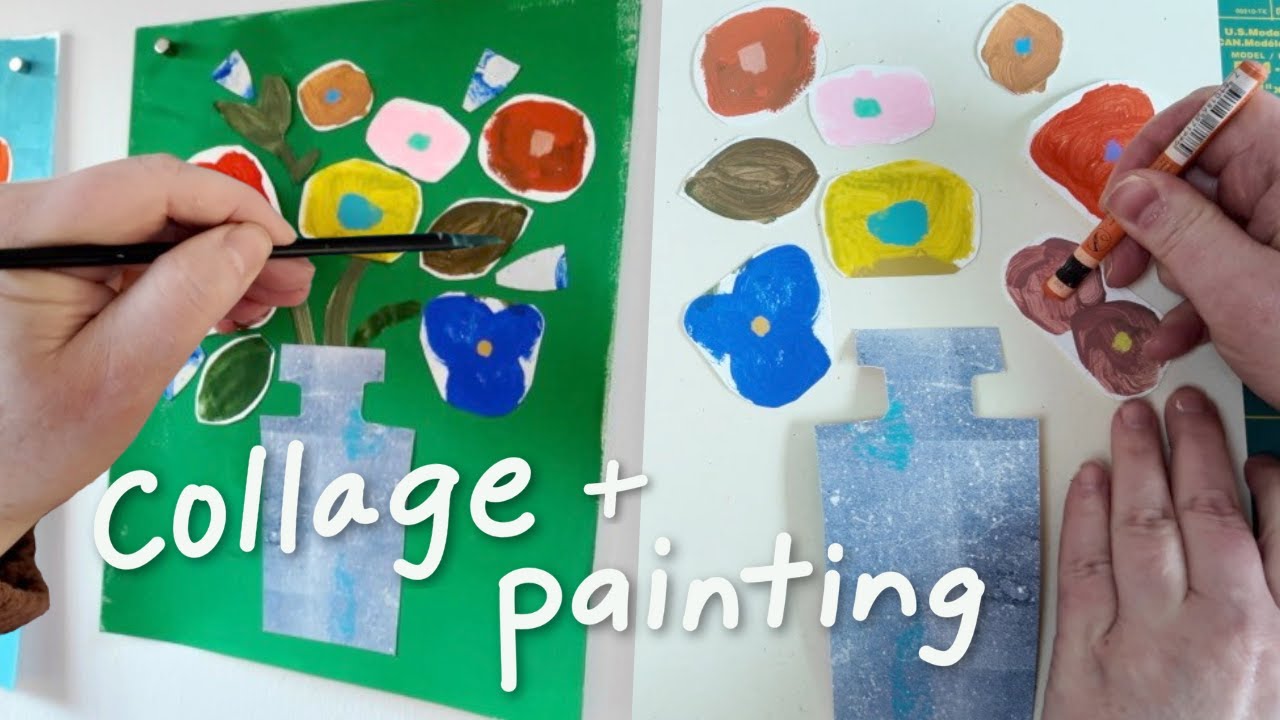 Collage + Painting | Mostly Quiet Studio Process (55 Minutes)