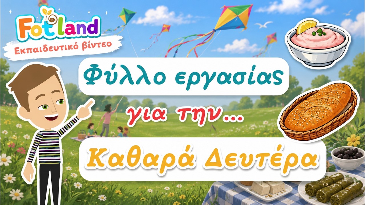 Φύλλο εργασίας για την Καθαρά Δευτέρα στο νηπιαγωγείο 🪁 Το Σαρακοστιανό Τραπέζι 🍞