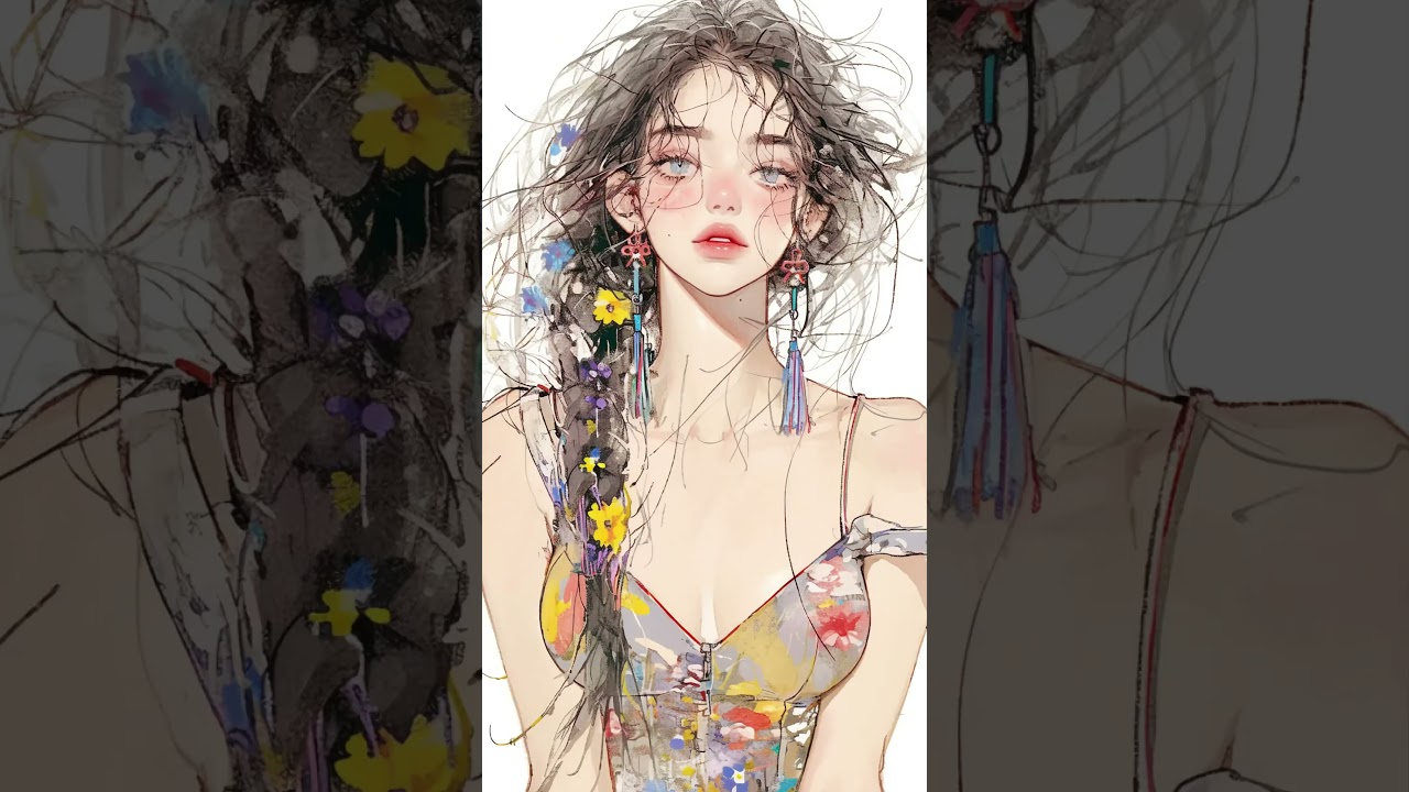 Painterly Realism: Lady in Floral, An Impressionist Journey