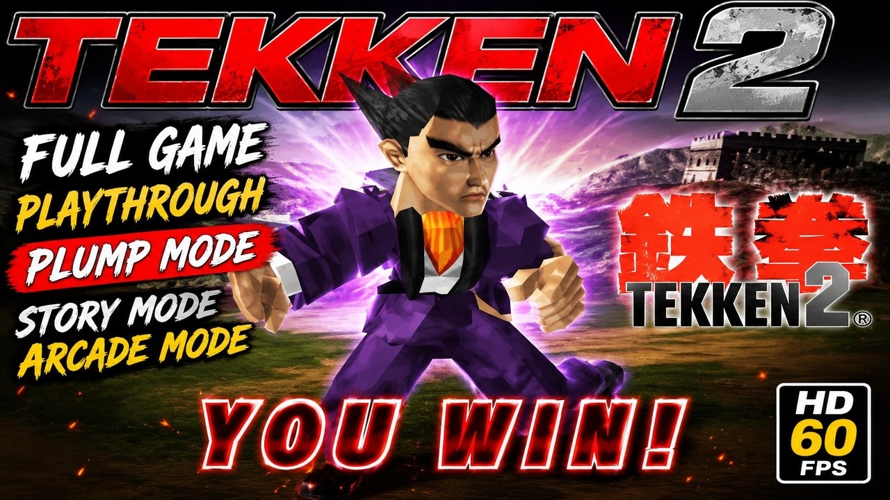 Tekken 2 (PS1) | Full Gameplay | All Characters Plump Mode | BIG HEAD | HD 60 FPS | 100% Complete