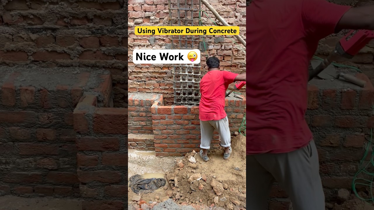 Using vibrator during concrete 